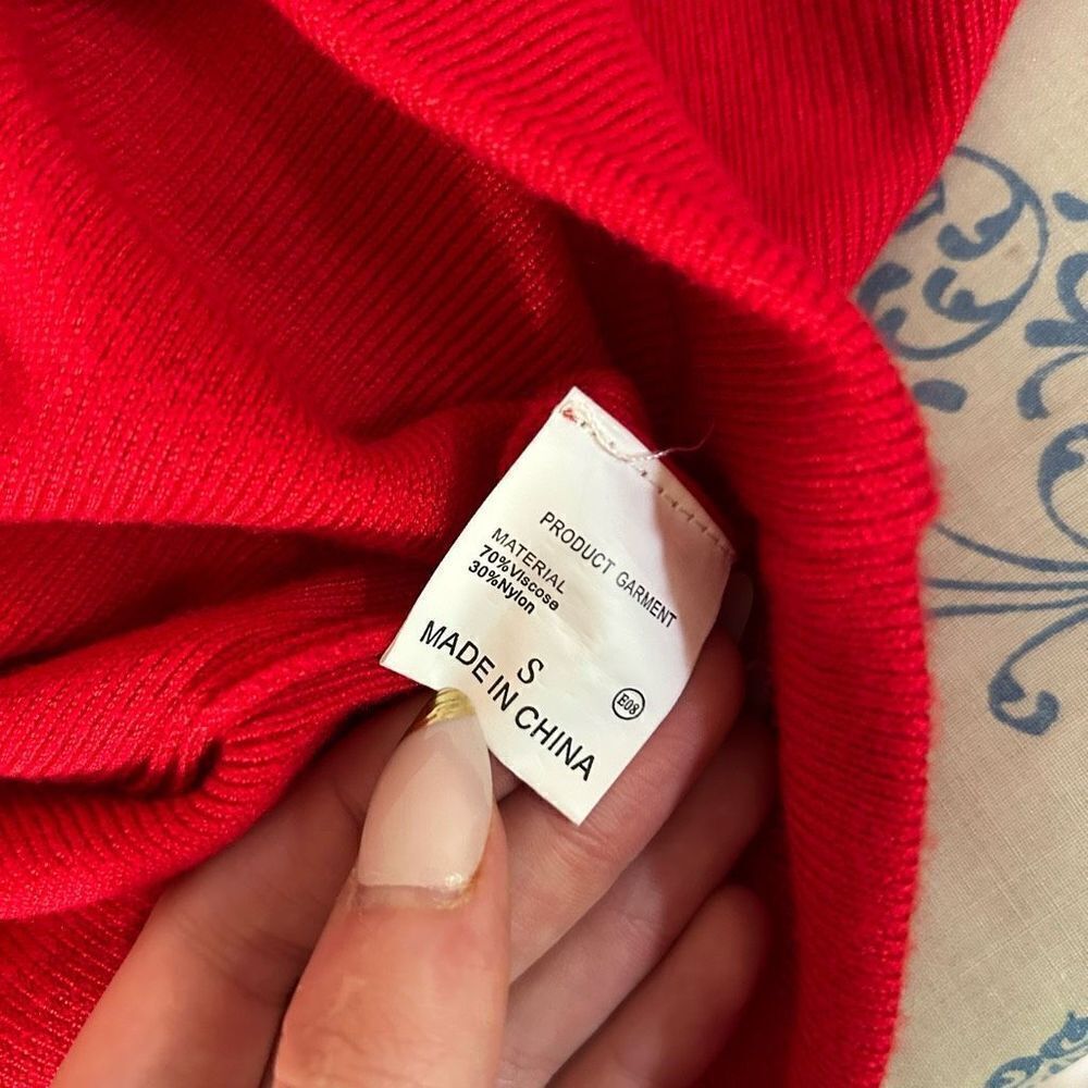 Women’s Red Long Sleeve Mini Wrap Dress - Picture 8 of 8